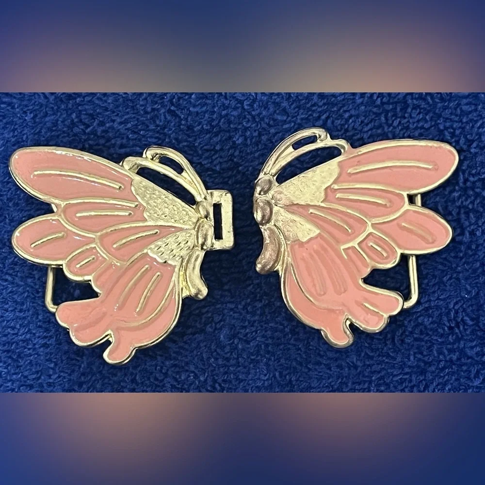 Vintage‎ Enamel Metal Butterfly Belt Buckles Lot.